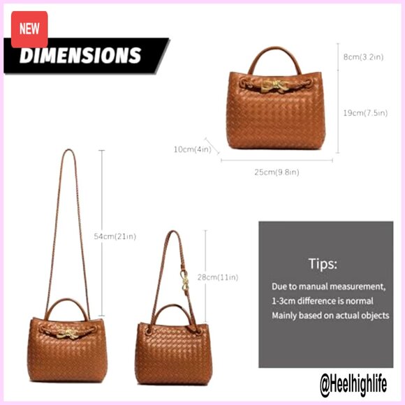 Vegan Leather Woven Tote Hobo Shoulder Crossbody Bag Chic Retro Elegant - Picture 4 of 6